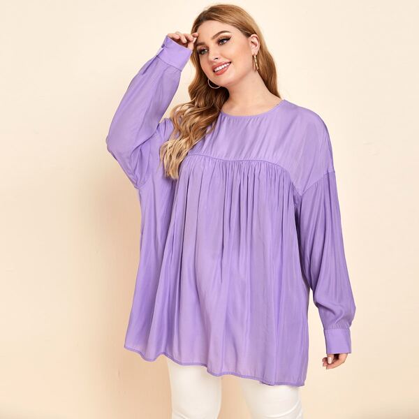 

Plus Drop Shoulder Smock Top, Lilac purple