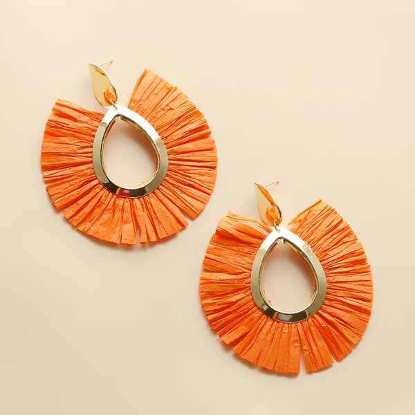 

Tassel Decor Drop Earrings, Orange