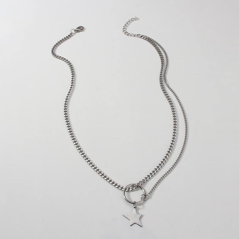 

Guys Star Charm Necklace, Silver