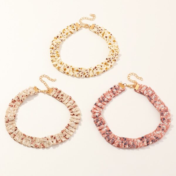 

3pcs Girls Ditsy Flower Pattern Necklace, Multicolor