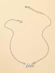 Vòng cổ kim loại số - Bạc - Xem 1