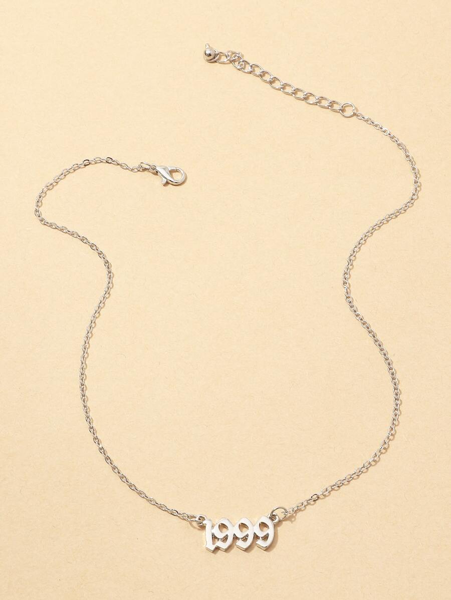 Vòng cổ kim loại số - Bạc - Xem 1