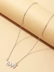 Vòng cổ kim loại số - Bạc - Xem 3