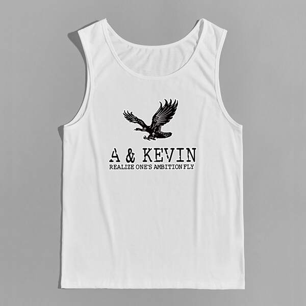 

Men Letter Graphic Tank Top, White
