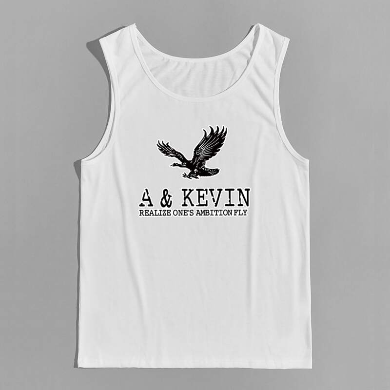 

Guys Letter Graphic Tank Top, White
