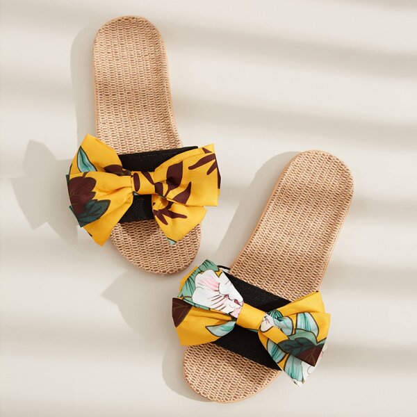 

Bow Decor Linen Sliders, Multicolor