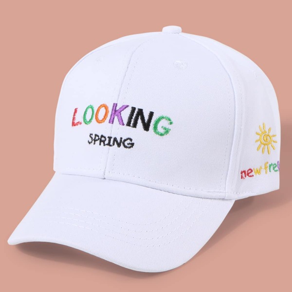 

Toddler Girls Letter Embroidery Baseball Cap, White