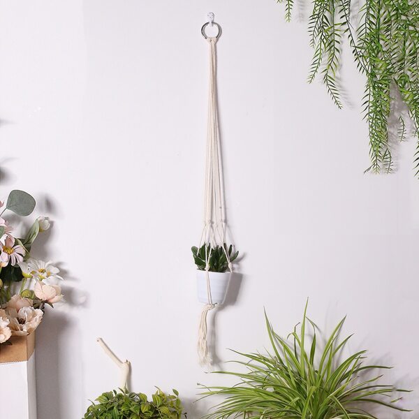 

1pc Boho Macrame Plant Hanger, Beige