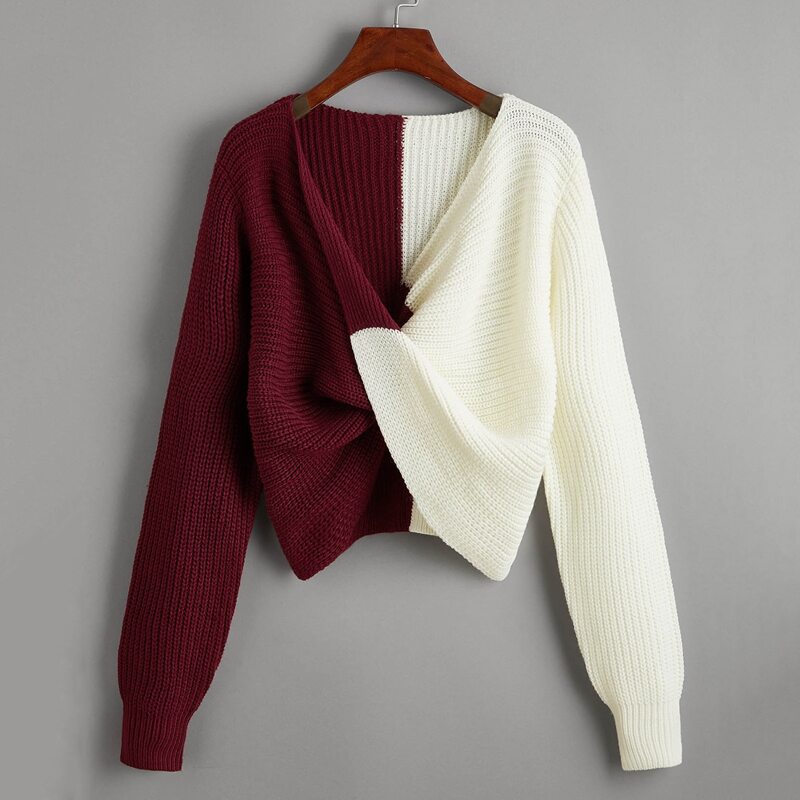 

Twist Front Colorblock Sweater, Multicolor