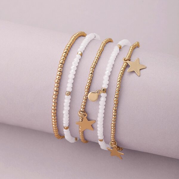 

Set Of Five Stretch Mini Beaded Star Bracelets, Multicolor