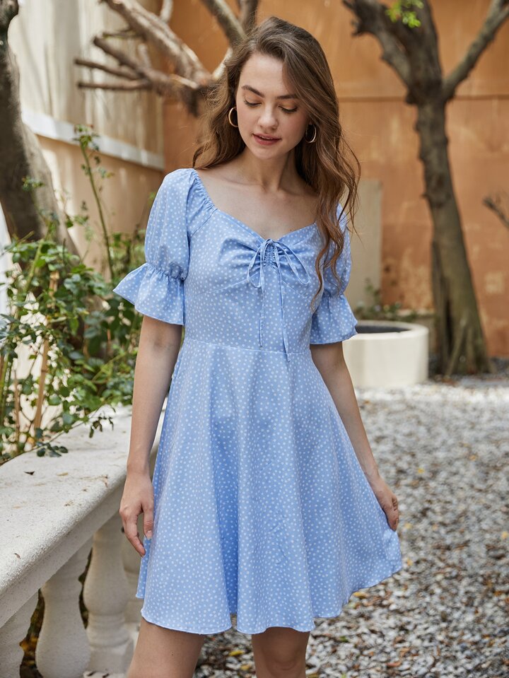 blue floral milkmaid dress Floral Milkmaid Midi Dress  InTheStyle