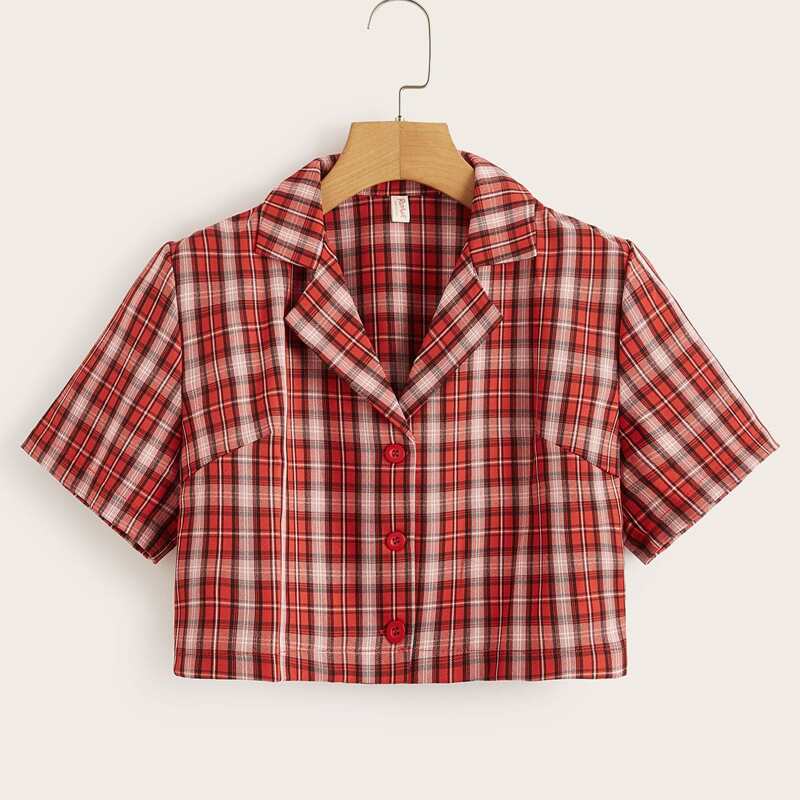 

Plaid Crop Shirt, Red