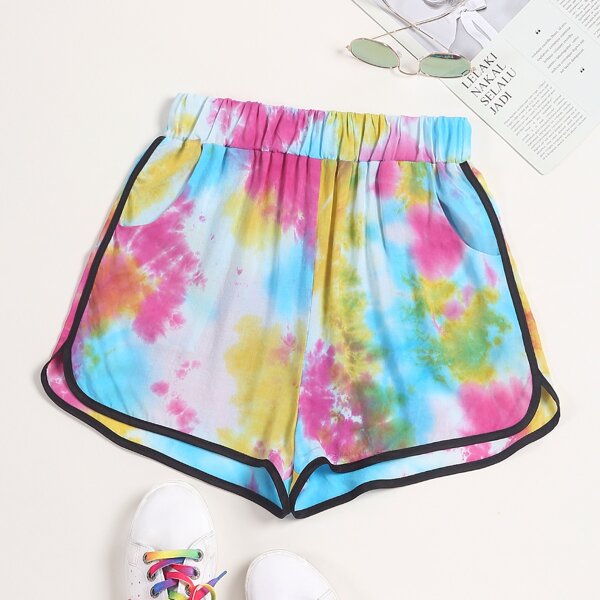 

Tie Dye Slant Pocket Dolphin Shorts, Multicolor