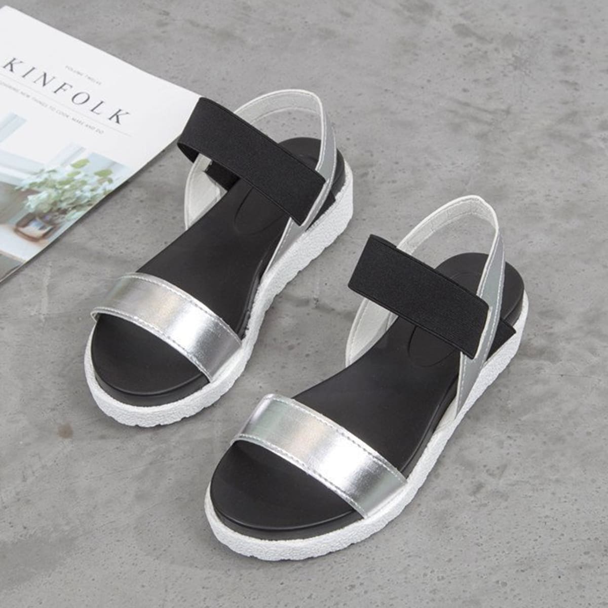 

Metallic Ankle Strap Sandals, Multicolor