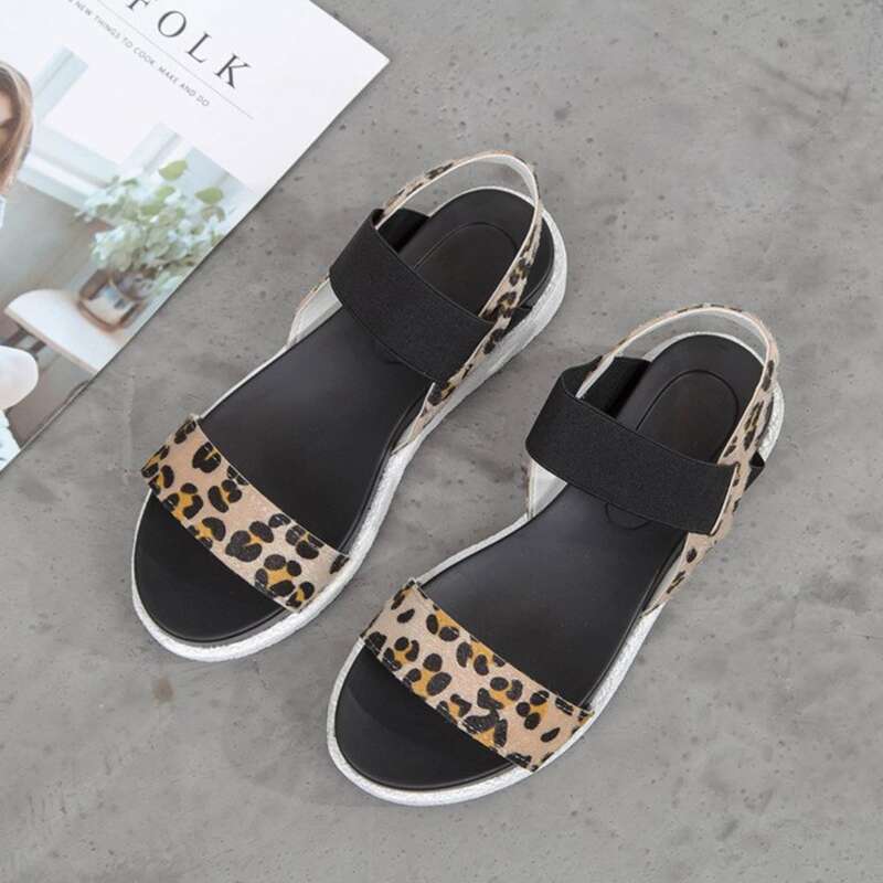 

Leopard Ankle Strap Sandals, Multicolor