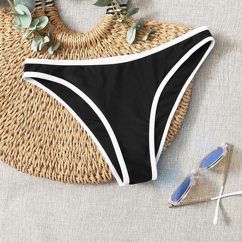 

Contrast Binding Bikini Bottom, Black