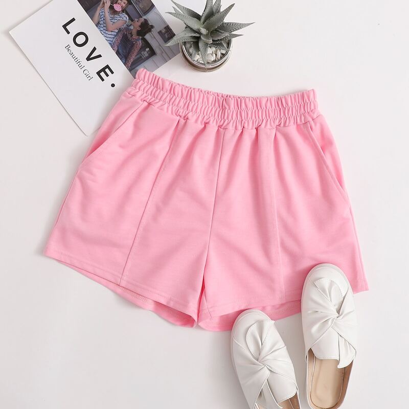 

Pink Elastic Waist Shorts