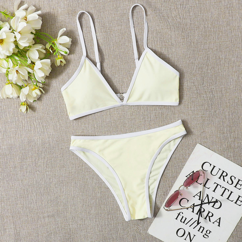 

Contrast Binding Cami Bikini Swimsuit, Yellow pastel