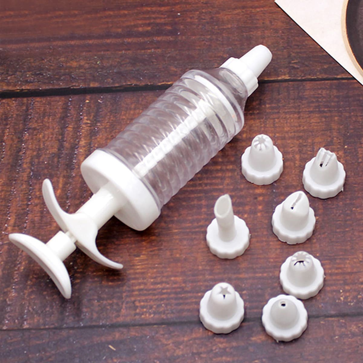 

1pc Plastic Batter Dispenser & 7pcs Piping Nozzle, White