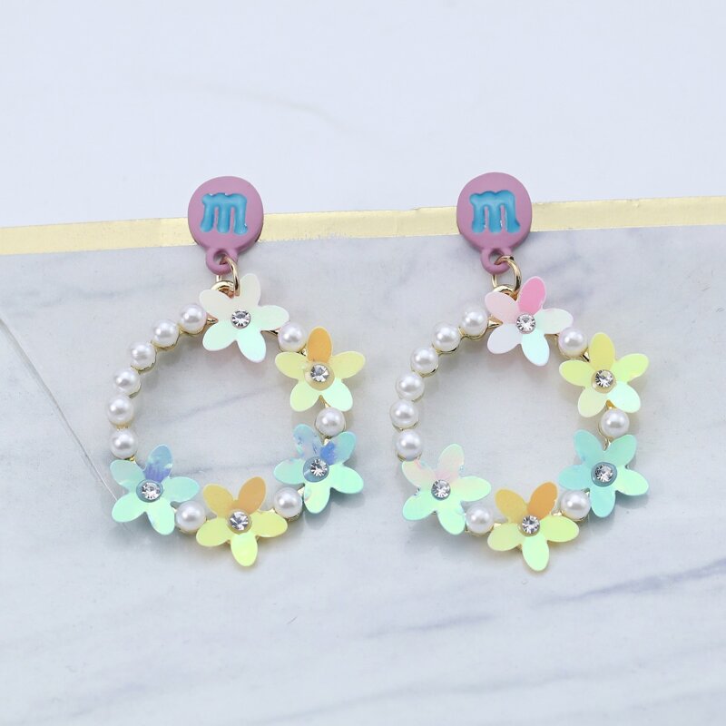 

Faux Pearl Floral Drop Earrings, Multicolor