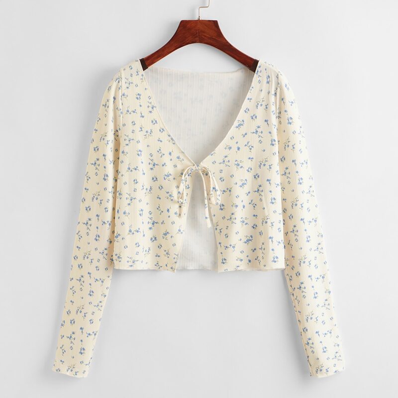 

Ditsy Floral Tie Front Top, Multicolor
