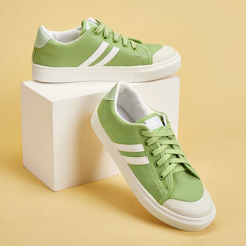 

Lace-up Canvas Sneakers, Pastel mint green