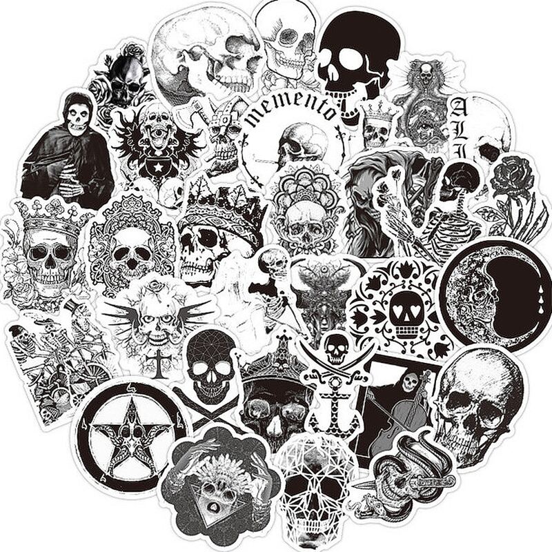 

50pcs Skull Pattern Sticker, Black