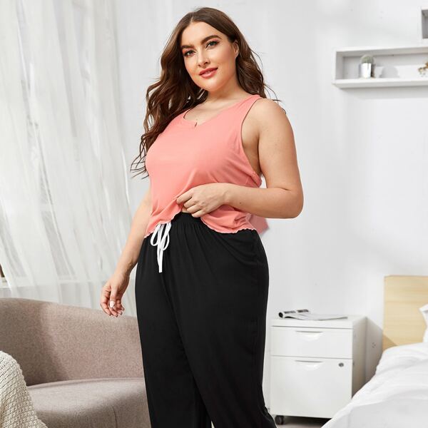 

Plus Racer Back Tank Top & Pants PJ Set, Multicolor
