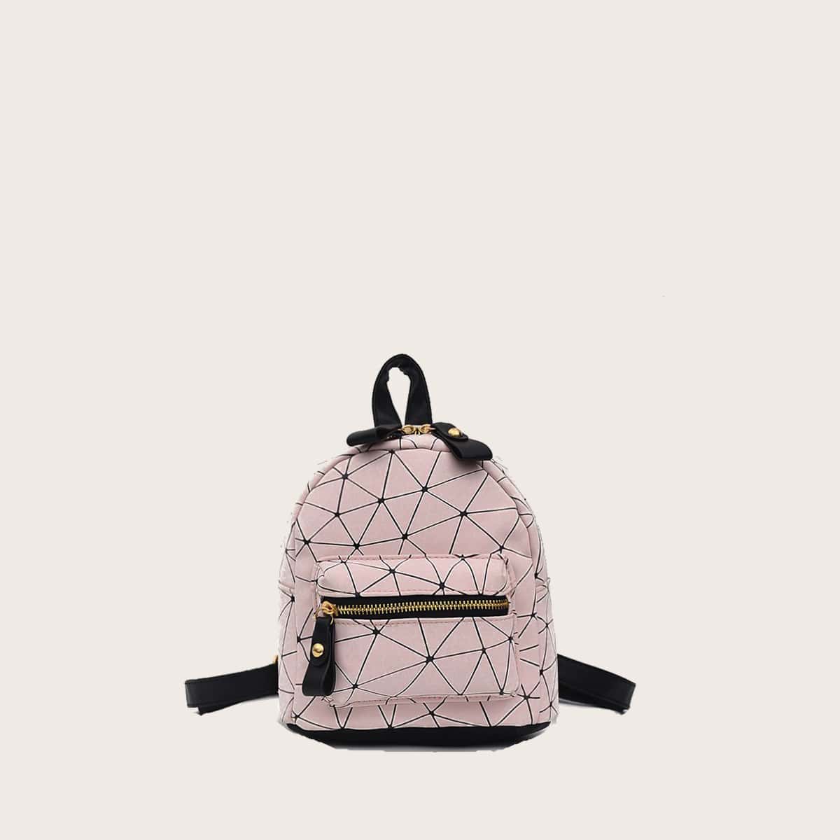

Geo Pocket Zip Backpack, Pastel dusty pink