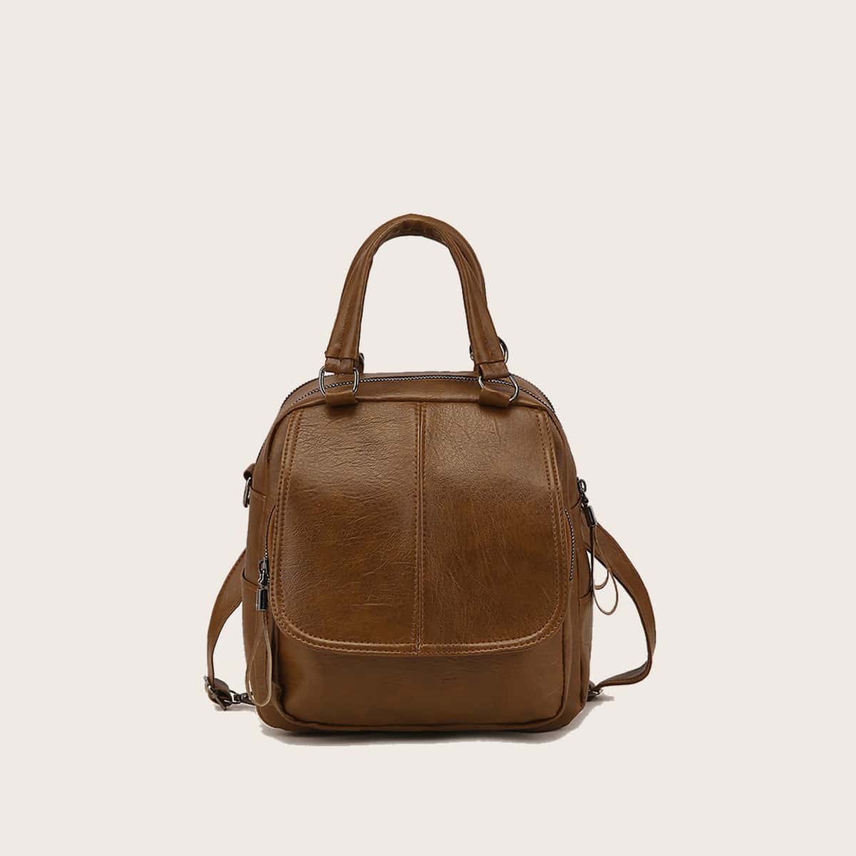 

Solid Flap Backpack, Brown