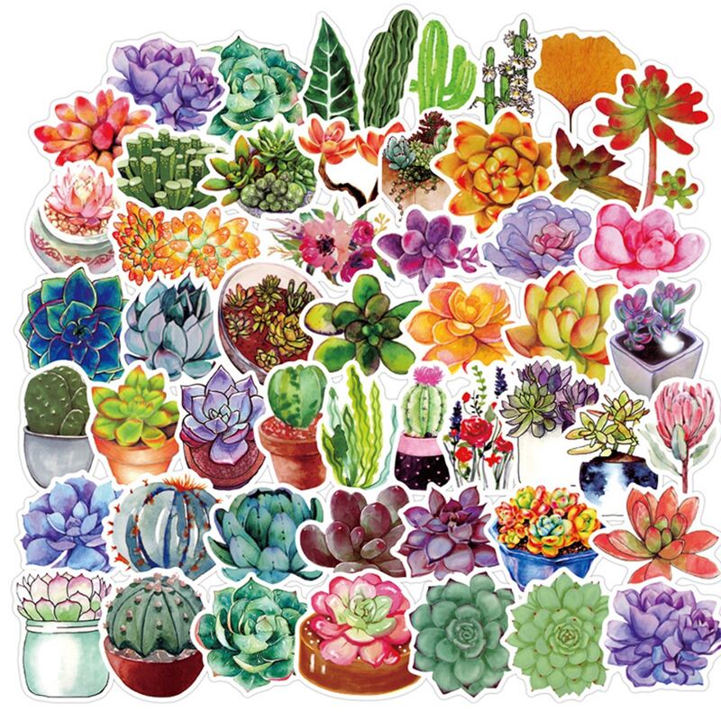 

50pcs Plants Print Sticker, Multicolor