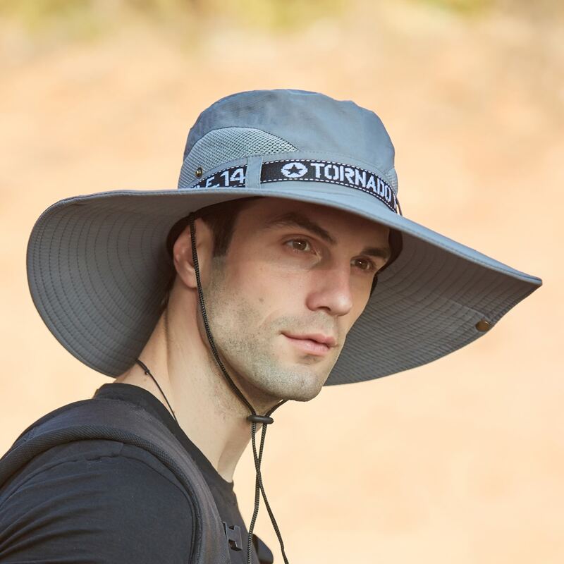 

Guys Wide Brim Bucket Hat, Light grey