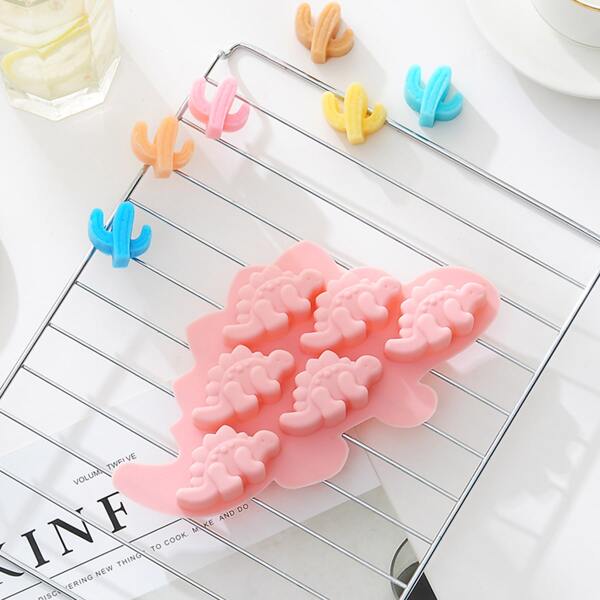 

1pc 6 Grid Dinosaur Chocolate Mold, Pink