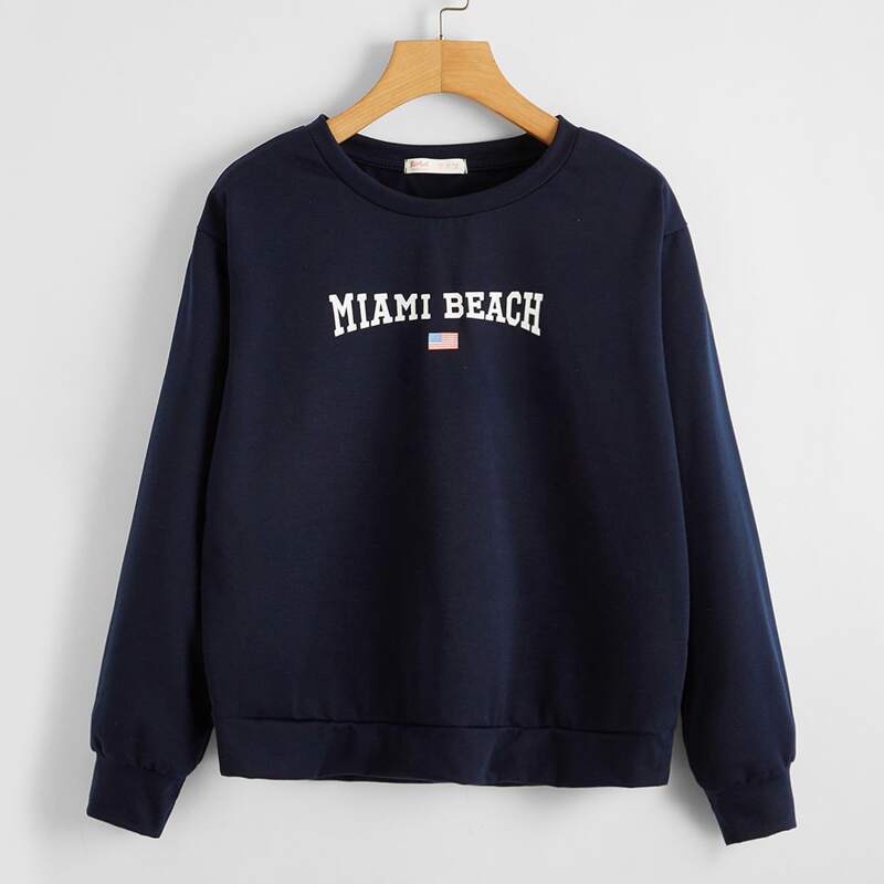 

American Flag Letter Graphic Sweatshirt, Navy blue