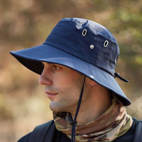 

Men Outdoor Sunshade Bucket Hat, Navy blue