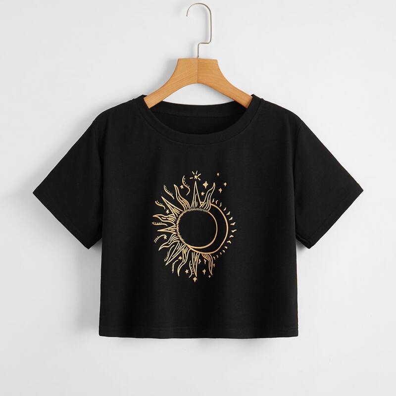 

Sun & Moon Graphic Tee, Black