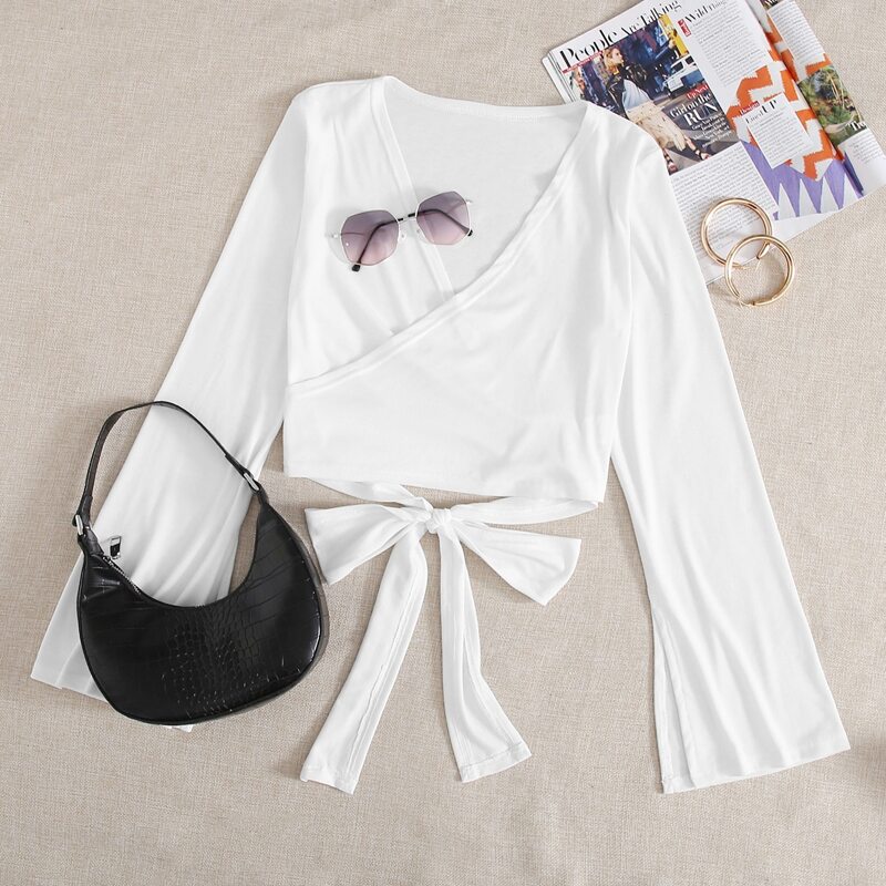 

White Wrap Tie Top