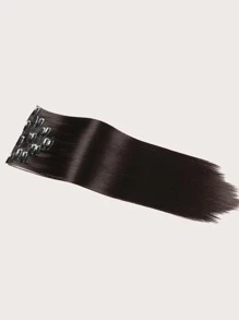 7pcs/Set 22-Inch Straight Synthetic Hair Extensions With 16 Clips, Full Head, Gold Color - Black - View 4