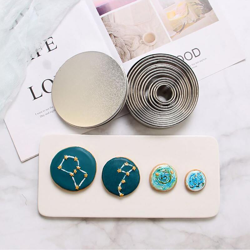 

12pcs Stainless Steel Cake Mold Set, Silver