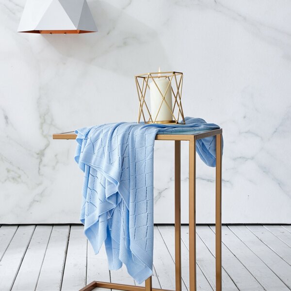 

Solid Knitted Blanket, Blue