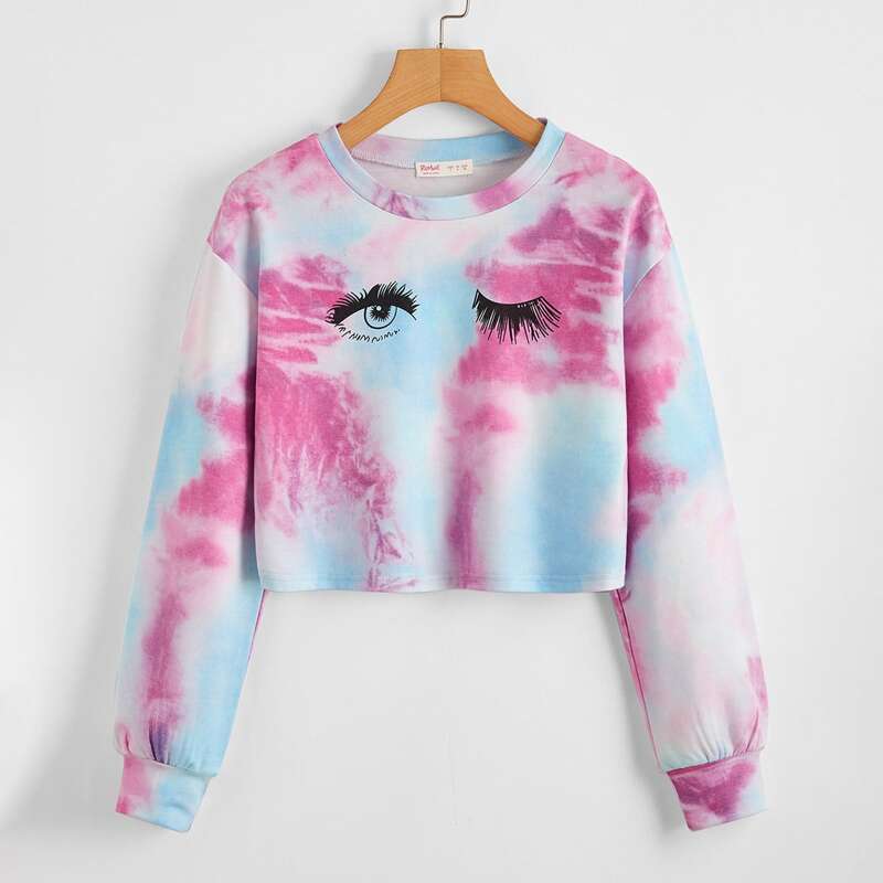 

Tie Dye Eye Print Pullover, Multicolor