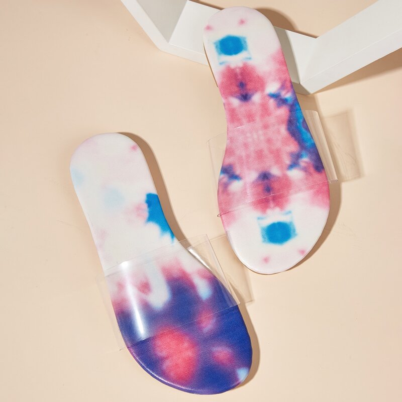 

Clear Strap Colorblock Slide Sandals, Multicolor
