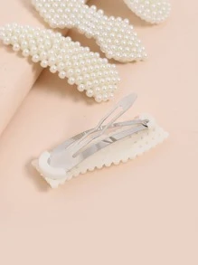 10pcs Faux Pearl Mini Hair Clip - White - View 3