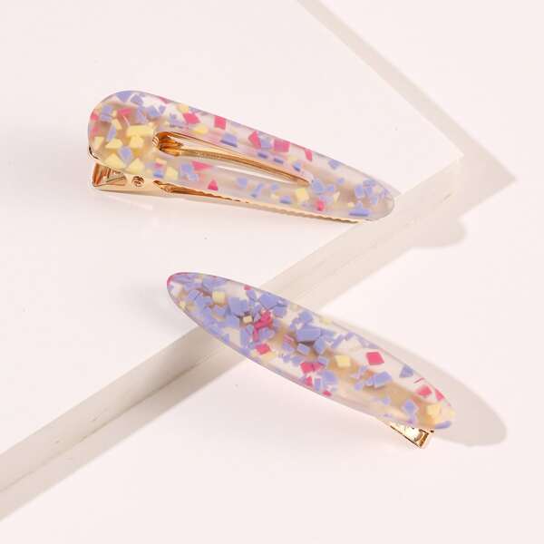 

2pcs Acrylic Hair Clip, Multicolor