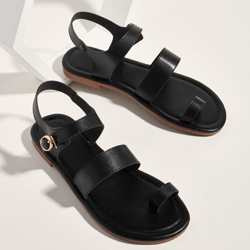 

Toe Loop Slide Sandals, Black