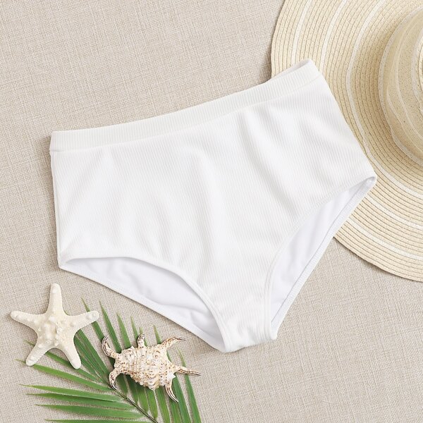 

Rib High Waisted Bikini Panty, White