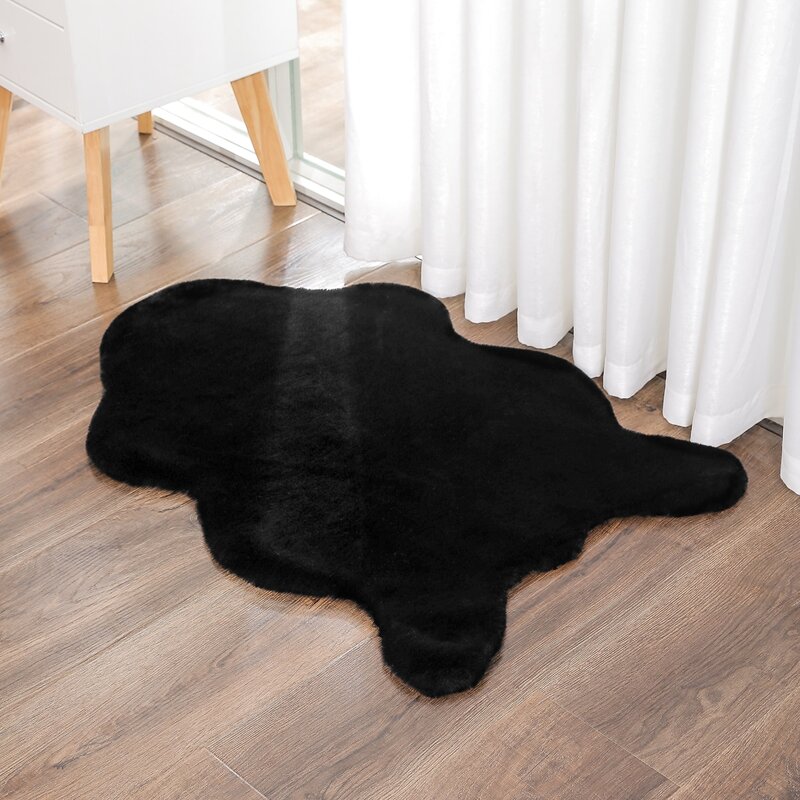 

Plain Faux Fur Carpet, Black