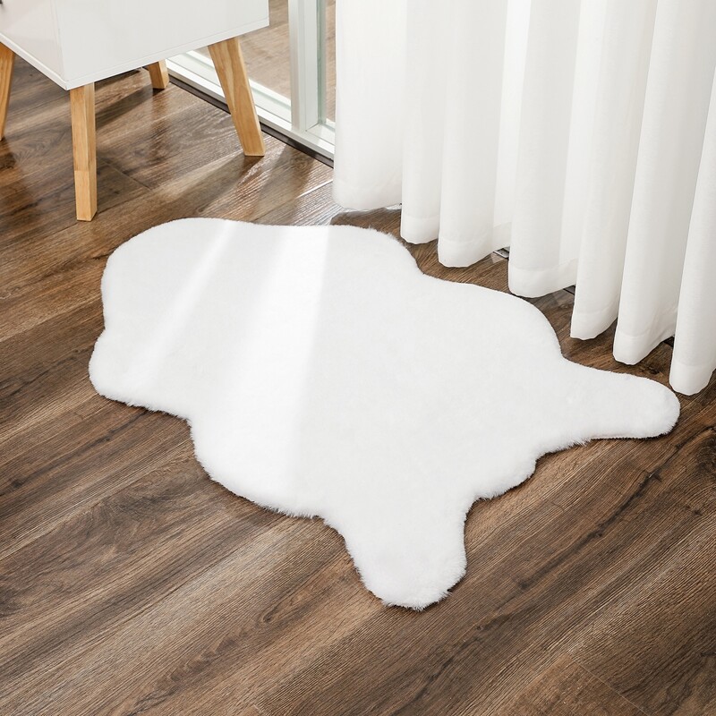 

Plain Faux Fur Carpet, White