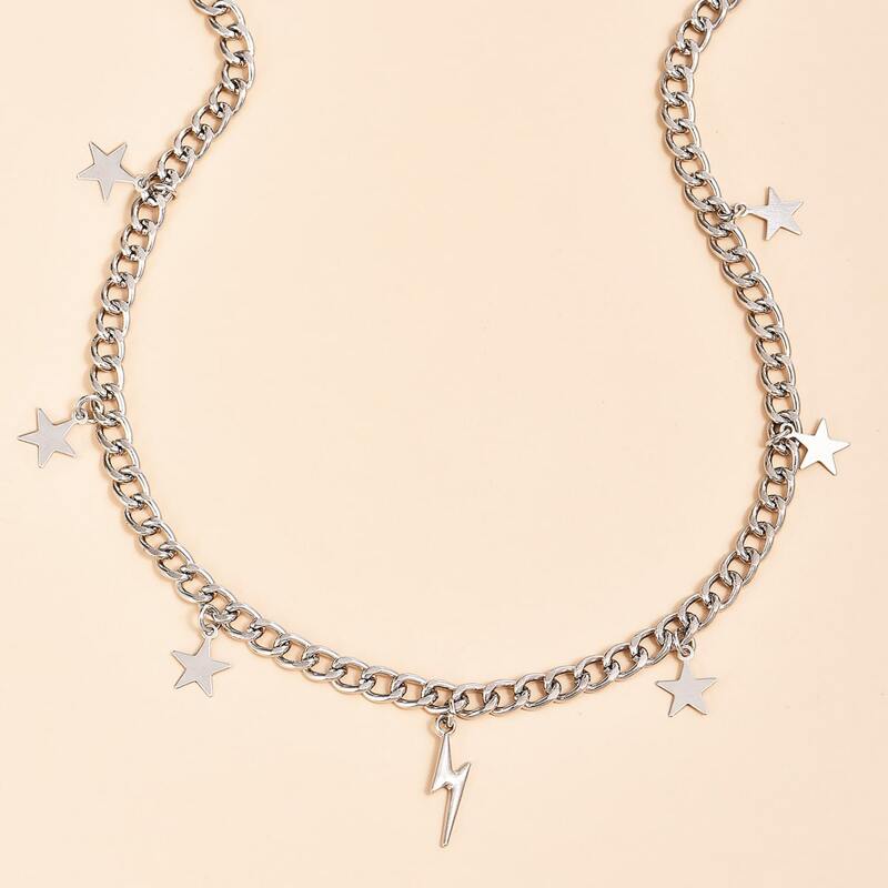

Star Tassel Chain Necklace, Silver