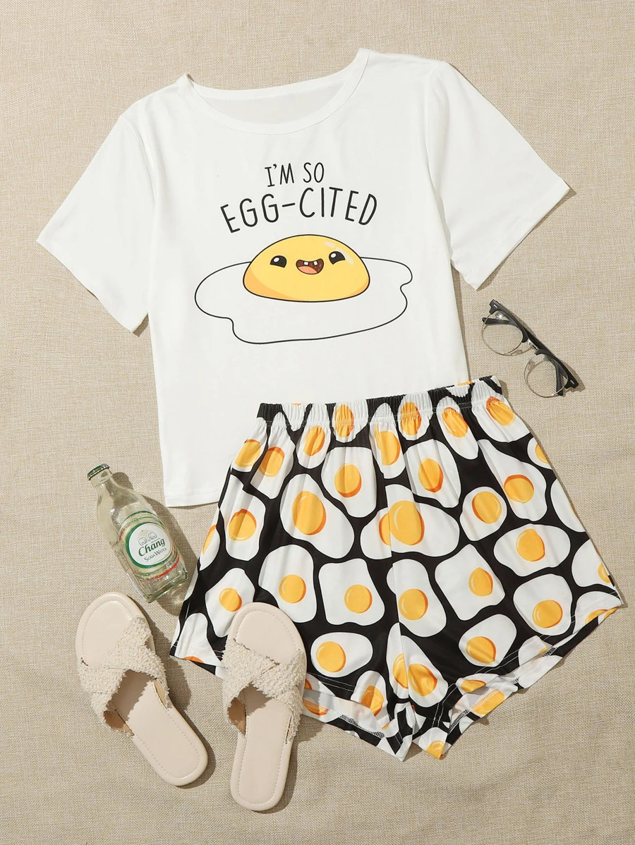 Bộ mặc nhà Lá thư Đen và trắng Dễ thương - Đen và trắng - Xem 1